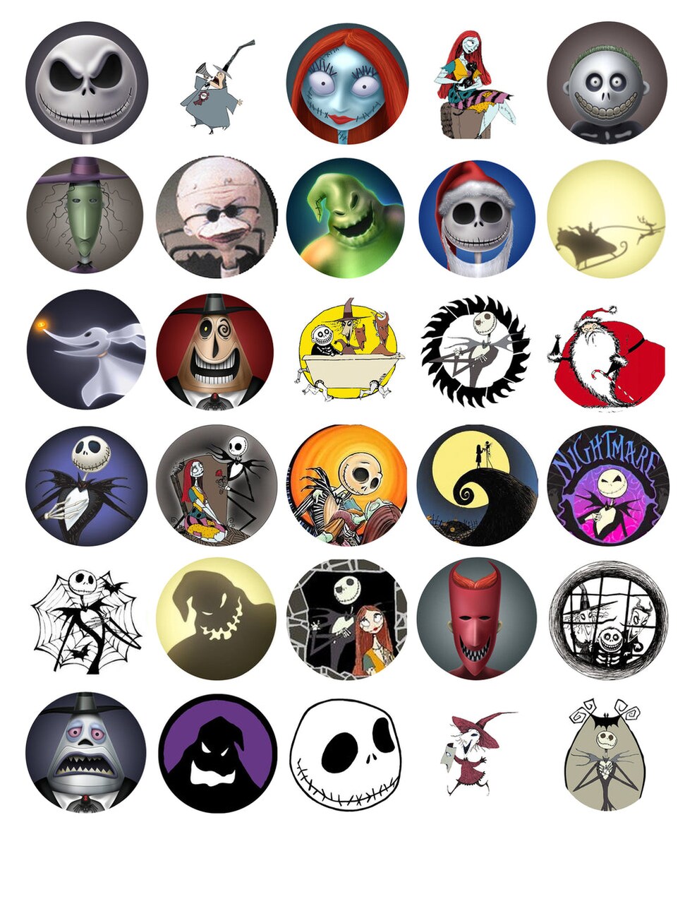 Nightmare Before Christmas Jack Skellington Sally Oogie Boogie Edible Cupcake Topper Images